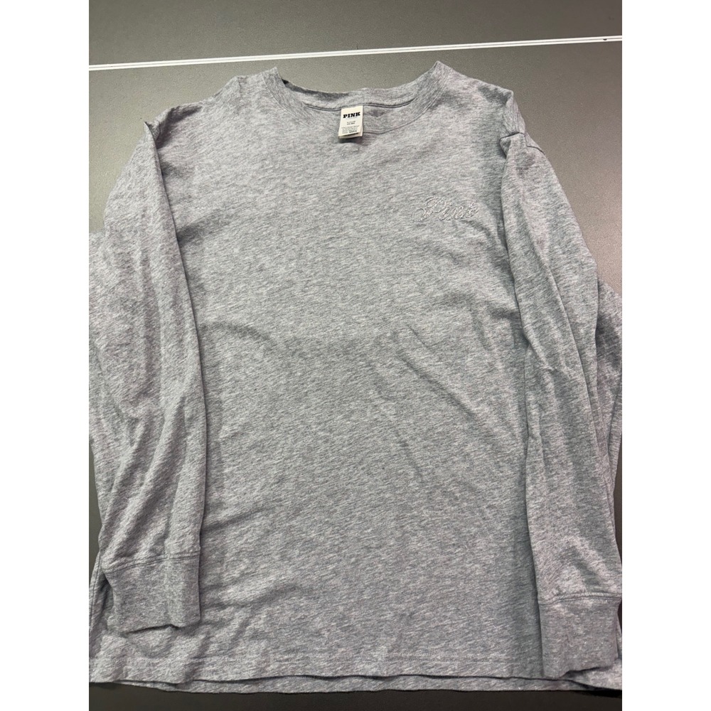 Victoria's Secret PINK Shimmer Long Sleeve‎ Glitter Logo Laurel Wreath Shirt S